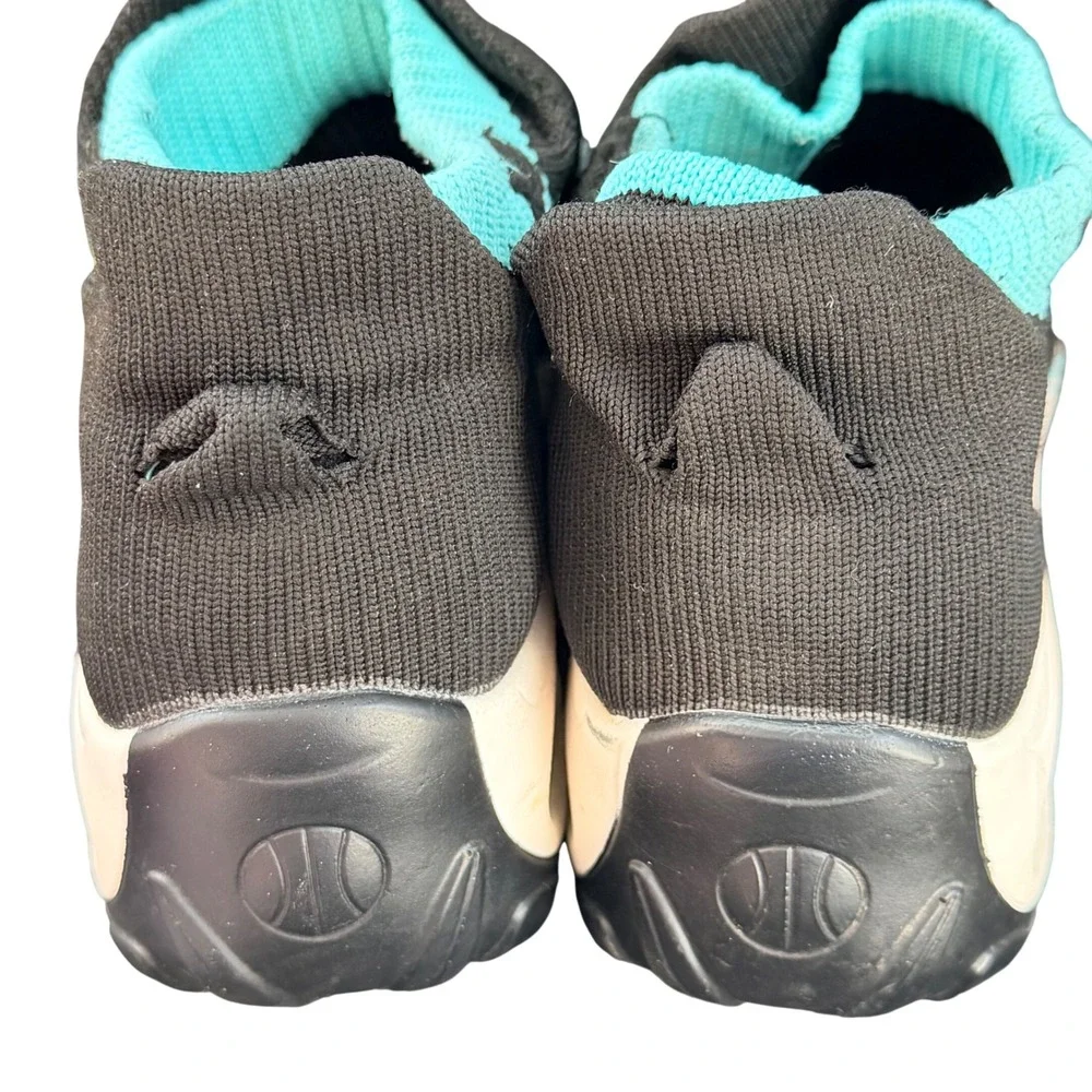 Walking Shoes Womens 38 Black Teal Knit Bungee Lace Air Cushion Sneakers